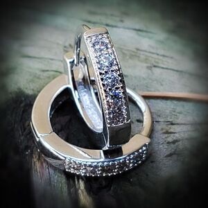 .925 Silver Lab Simulated diamond Hoop Earrings